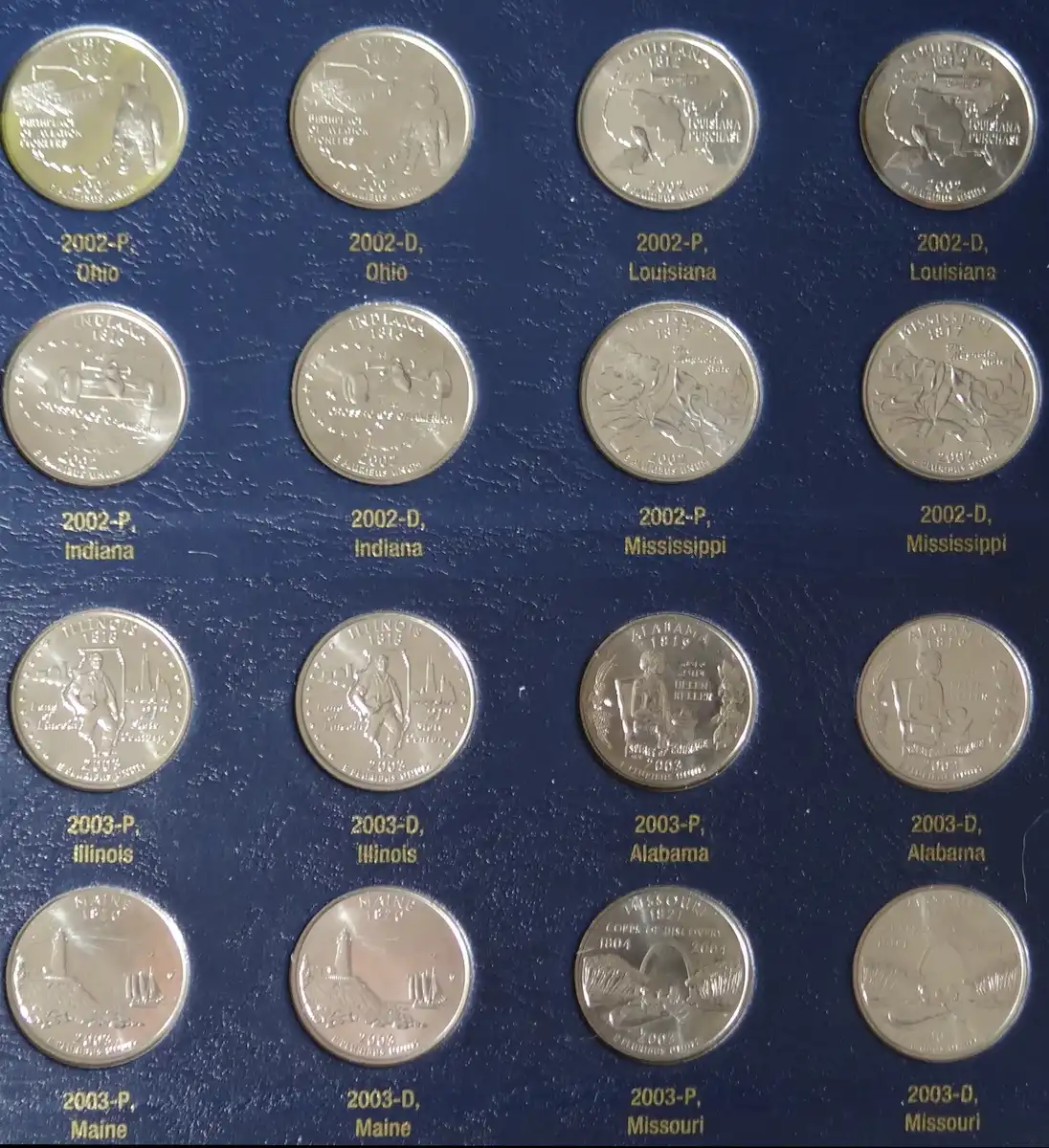 Completed:--1999-2009-P-&-D-US-Statehood-Quarters-Album